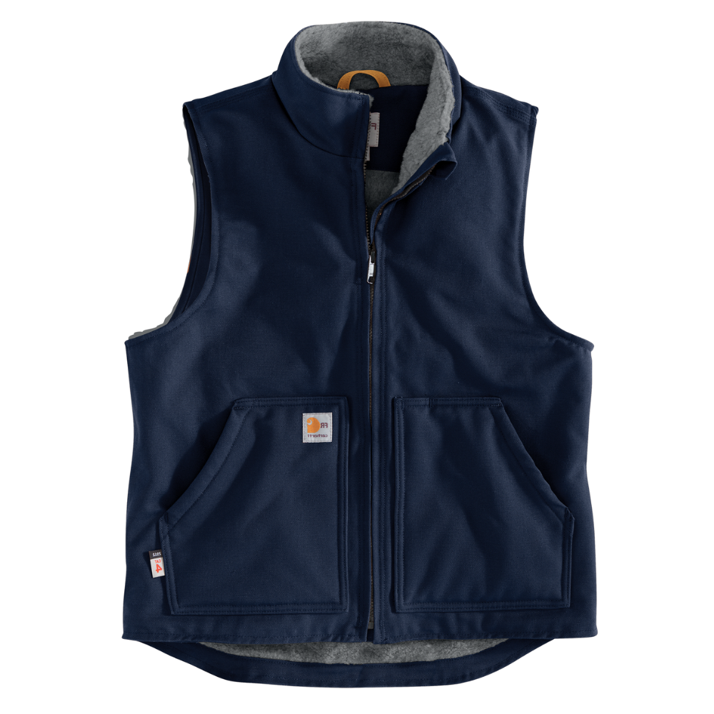 Carhartt Mens Flame Resistant Relaxed Fit Duck Sherpa-Lined Mock Neck Vest from GME Supply